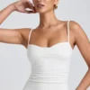 Esme Modal Ruched Layered Tank Top in White