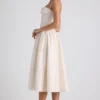 Esmeralda Lace-Trim Pintucked Poplin Midaxi Dress in Ivory