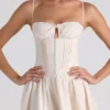 Esmeralda Lace-Trim Pintucked Poplin Midaxi Dress in Ivory