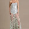 Estella Embellished Tulle Corset Gown in Sage Green