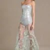 Estella Embellished Tulle Corset Gown in Sage Green