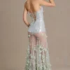 Estella Embellished Tulle Corset Gown in Sage Green