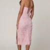 Eudora Lace-Up Corset Midaxi Dress with Split in Soft Pink