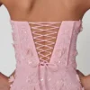 Eudora Lace-Up Corset Midaxi Dress with Split in Soft Pink