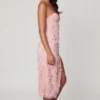 Eudora Lace-Up Corset Midaxi Dress with Split in Soft Pink