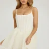 Eugenie Embellished Corset Tulle Skirt Mini Dress in White