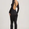Eulalie Slinky Jersey Bow-Detail Jumpsuit in Black