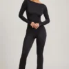 Eulalie Slinky Jersey Bow-Detail Jumpsuit in Black