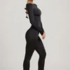 Eulalie Slinky Jersey Bow-Detail Jumpsuit in Black