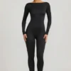 Eulalie Slinky Jersey Bow-Detail Jumpsuit in Black