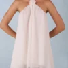 Evania Halterneck Babydoll Mini Dress in Ivory