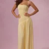 Evelina Jersey Strapless Gown in Butter Yellow