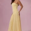 Evelina Jersey Strapless Gown in Butter Yellow
