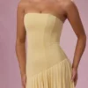 Evelina Jersey Strapless Gown in Butter Yellow