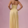 Evelina Jersey Strapless Gown in Butter Yellow