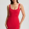Evie Low-Back Bodycon Mini Dress in Cherry Red