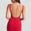 Evie Low-Back Bodycon Mini Dress in Cherry Red