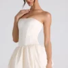 Fabiola Lace-Up Bubble Hem Corset Mini Dress in Ivory