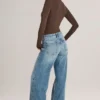 Faedra Drawstring Straight-Leg Jeans in Mid Wash