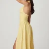 Farrah Modal Broderie Anglaise Halterneck Midaxi Dress in Lemon Yellow