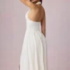 Farrah Modal Broderie Anglaise Halterneck Midaxi Dress in White