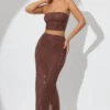 Fausta Embellished Mid Rise Maxi Skirt in Espresso