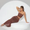 Fausta Embellished Mid Rise Maxi Skirt in Espresso