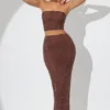 Fausta Embellished Mid Rise Maxi Skirt in Espresso