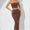 Fausta Embellished Mid Rise Maxi Skirt in Espresso