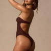 Faye Cut-Out Bandeau Swimsuit in Espresso Brown
