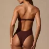 Faye Cut-Out Bandeau Swimsuit in Espresso Brown