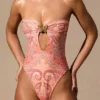 Faye Cut-Out Bandeau Swimsuit in Paisley Print