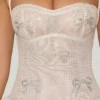 Felicity Embellished Halterneck Bubble Hem Mini Dress in Ivory