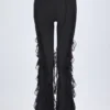 Felicity Ruffled Mid-Rise Flared Trousers in Black