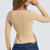Fiora Modal Sweetheart-Neck Top in Sand