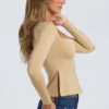 Fiora Modal Sweetheart-Neck Top in Sand