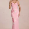 Fioren Chiffon Maxi Dress in Pink Floral Print