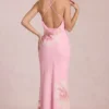 Fioren Chiffon Maxi Dress in Pink Floral Print