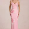 Fioren Chiffon Maxi Dress in Pink Floral Print