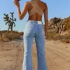 Flare For You Tall High Waisted Flared Leg Jeans in Light Blue Wash