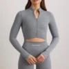 FlexiRib Cropped Jacket in Grey Melange