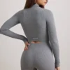 FlexiRib Cropped Jacket in Grey Melange