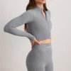 FlexiRib Cropped Jacket in Grey Melange