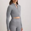 FlexiRib Cropped Jacket in Grey Melange