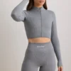 FlexiRib Cropped Jacket in Grey Melange