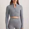 FlexiRib Cropped Jacket in Grey Melange