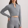 FlexiRib Cropped Jacket in Grey Melange