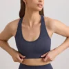 FlexiRib Racerback Sports Bra in Indigo Slate