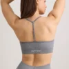 FlexiRib Scoop Neck Sports Bra in Grey Melange