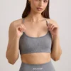 FlexiRib Scoop Neck Sports Bra in Grey Melange